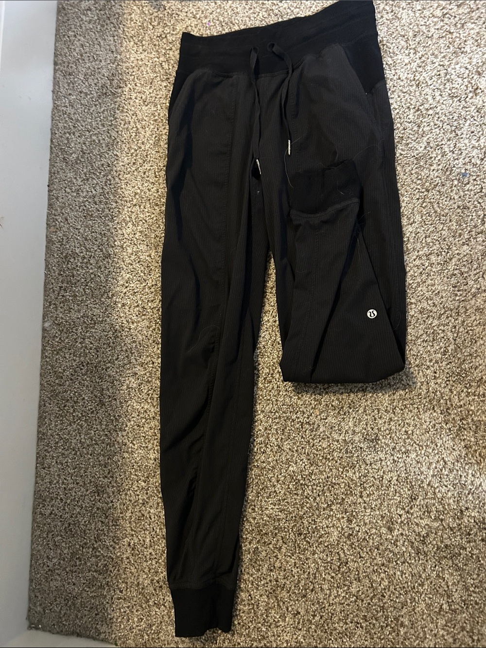 lululemon athletica Black Ribbed Track Joggers